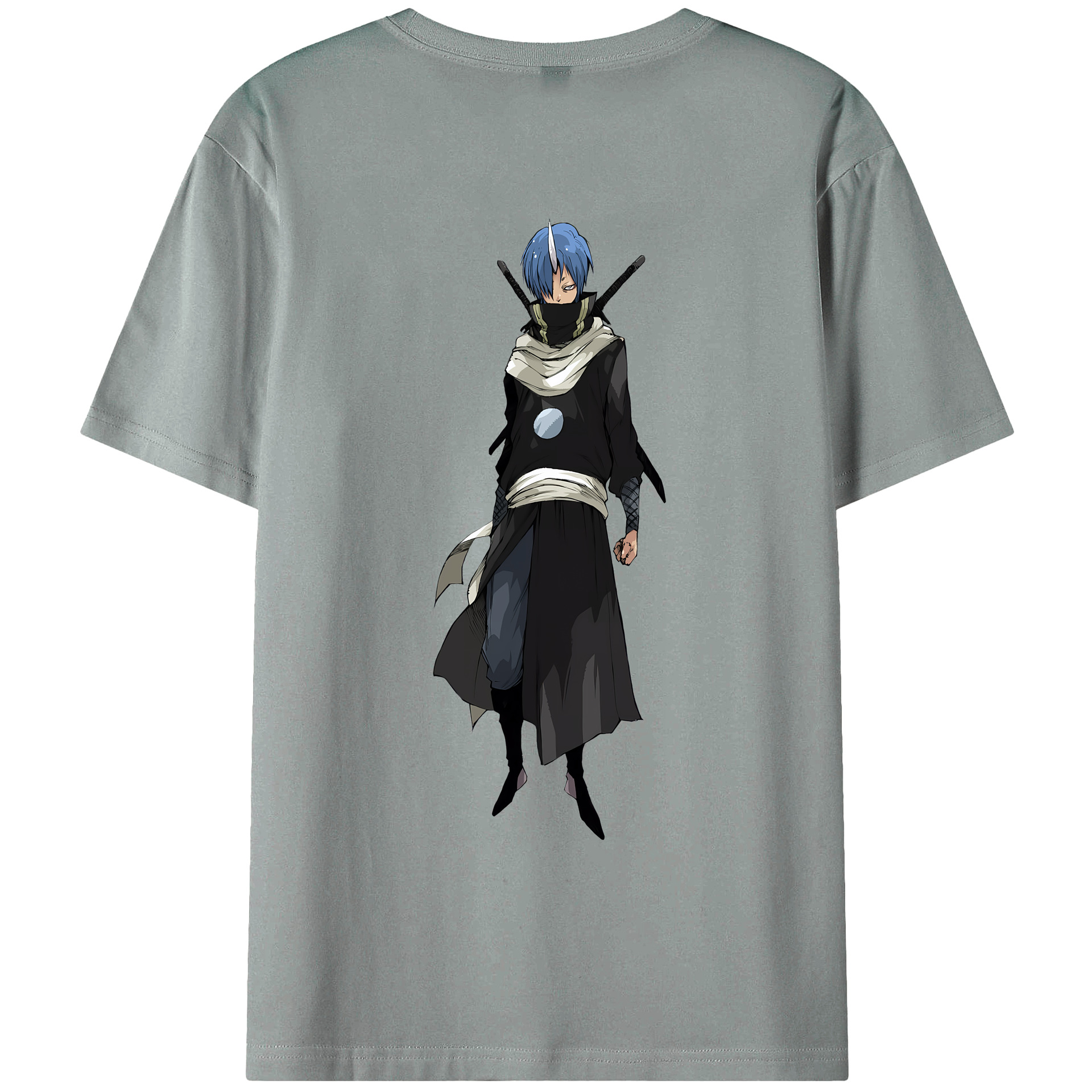 （画像用） 転スラ Regarding Reincarnated to Slime 綿100％ メンズ半袖Tシャツ（バックプリント） 通気性